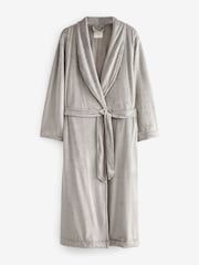 Grey Supersoft Ribbed Dressing Gown - Image 5 of 6