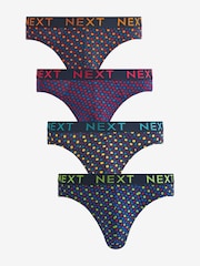 Navy/Burgundy Rich Pattern 4 pack Cotton Rich Briefs - Image 1 of 7
