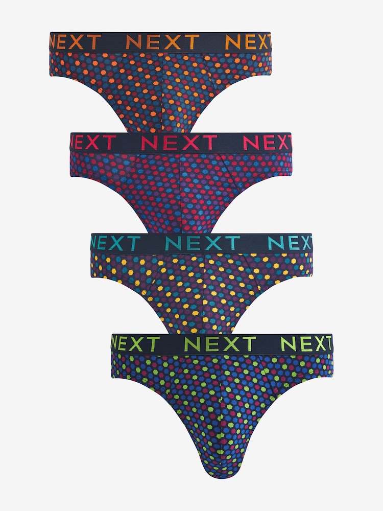Navy/Burgundy Rich Pattern 4 pack Cotton Rich Briefs - Image 1 of 7 Navy/Burgundy Rich Pattern 4 pack Cotton Rich Briefs - Image 1 of 7