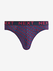 Navy/Burgundy Rich Pattern 4 pack Cotton Rich Briefs - Image 4 of 7