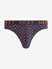 Navy/Burgundy Rich Pattern 4 pack Cotton Rich Briefs - Image 5 of 7