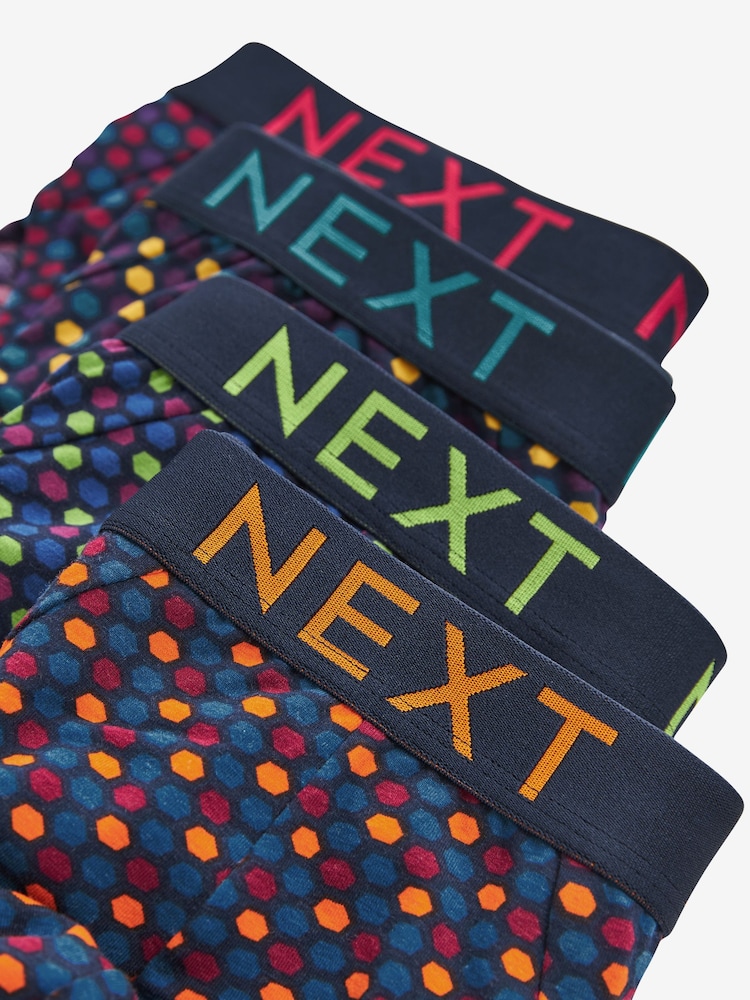 Navy/Burgundy Rich Pattern 4 pack Cotton Rich Briefs - Image 7 of 7