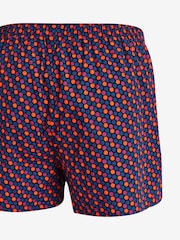 Navy/Burgundy Geo 4 pack Woven Pure 100% Cotton Boxers - Image 6 of 7