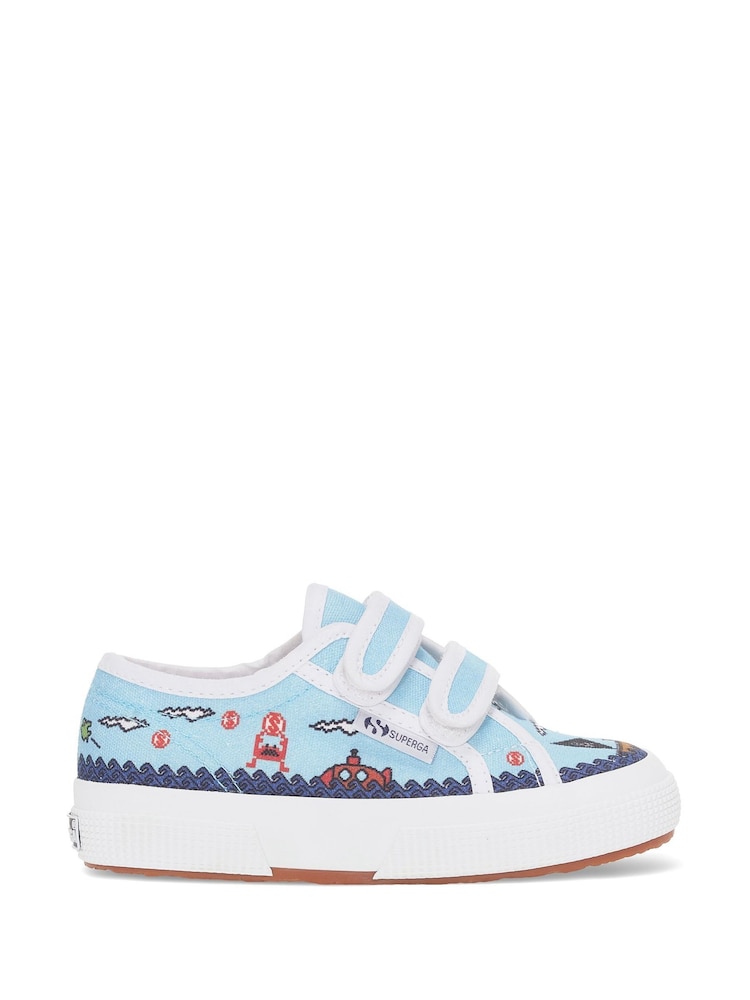 Superga Blue 2750 Game Printed Strap Trainers - Image 1 of 5