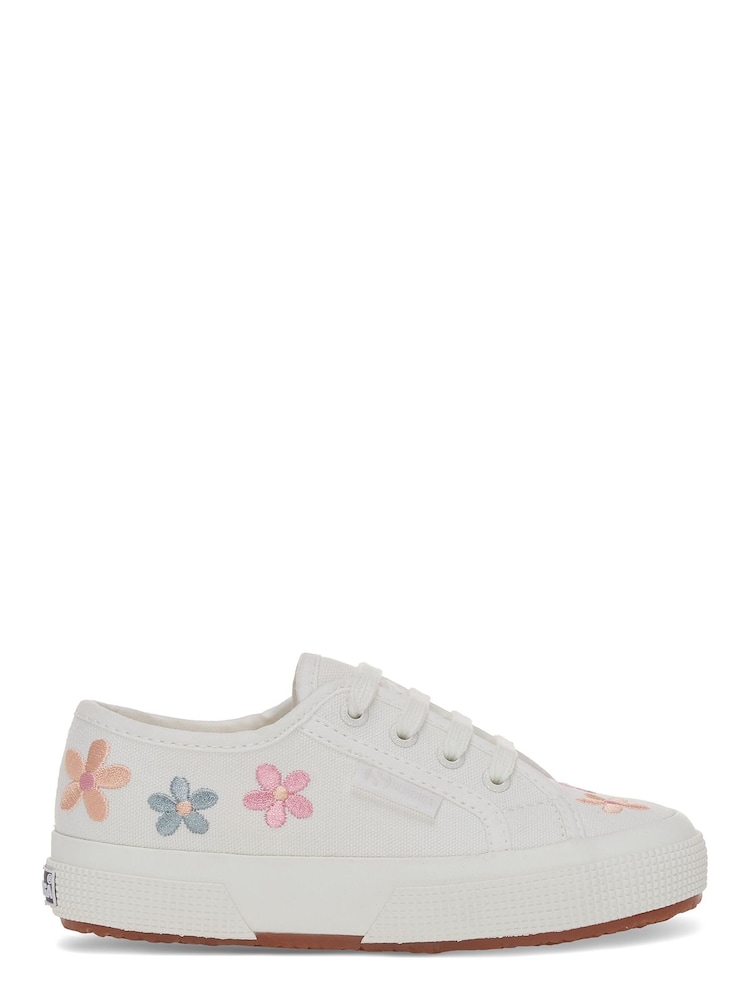 Superga White 2750 Embroidered Flowers Canvas Trainers - Image 1 of 5