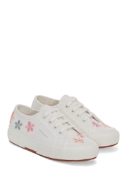 Superga White 2750 Embroidered Flowers Canvas Trainers - Image 2 of 5