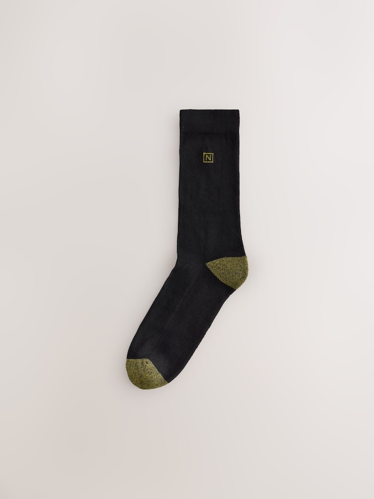 Black Mineral Blue/ Green Heel Cushioned Sole Comfort Socks 5 Pack - Image 2 of 8