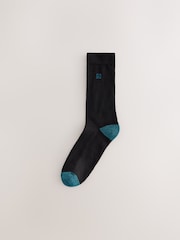 Black Mineral Blue/ Green Heel Cushioned Sole Comfort Socks 5 Pack - Image 6 of 8