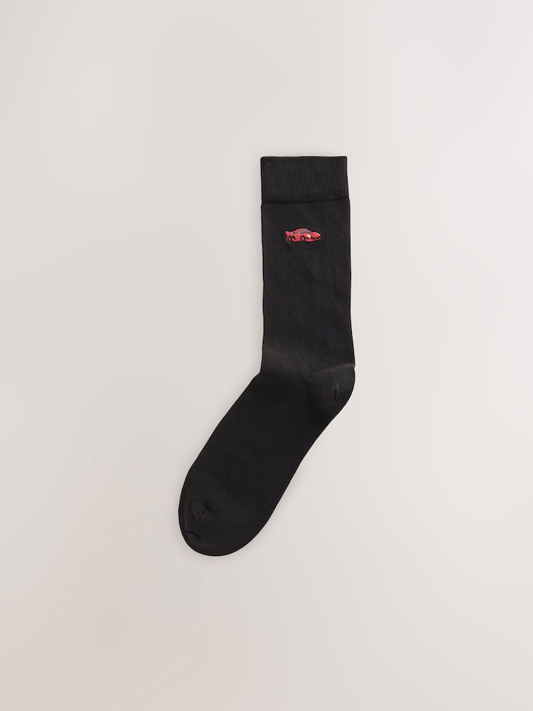 Black Car Embroidered Socks 5 Pack - Image 9 of 9 Black Car Embroidered Socks 5 Pack - Image 9 of 9