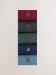 Rich Blue/ Red Initial Embroidered Lasting Fresh Socks 5 Pack - Image 2 of 9