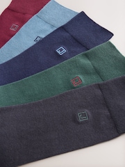 Rich Blue/ Red Initial Embroidered Lasting Fresh Socks 5 Pack - Image 8 of 9