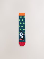 Bright Green/Blue Monster Faces Pattern Socks 5 Pack - Image 2 of 8