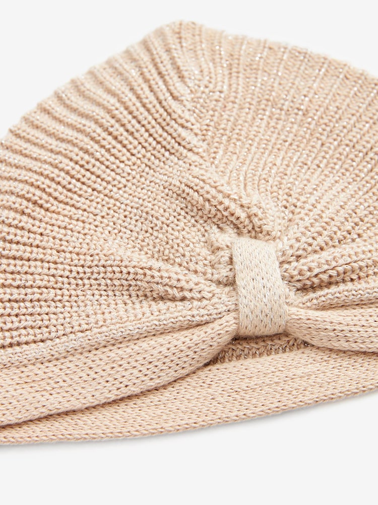 Mink Brown Sparkle Baby Knitted Turban Hat (0mths-2yrs) - Image 4 of 4