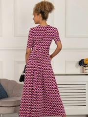 Jolie Moi Pink Georgia Geometric Jersey Maxi Dress - Image 2 of 5