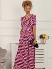 Jolie Moi Pink Georgia Geometric Jersey Maxi Dress - Image 4 of 5