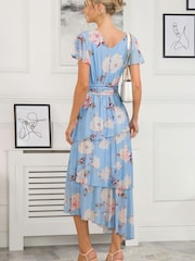Jolie Moi Blue Elodie Tiered Mesh Maxi Dress - Image 2 of 5