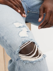 Levi's Mid Blue Levis 501 93 Straight Crop Jeans - Image 4 of 6
