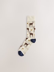 Green/ Red/ Brown Stripe Fluffy Animal Pattern Socks 5 Pack - Image 4 of 8