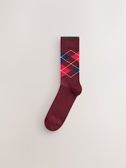 Blue/ Red Preppy Argyle Pattern Socks 5 Pack - Image 2 of 8