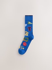 Blue/ Red Preppy Argyle Pattern Socks 5 Pack - Image 6 of 8