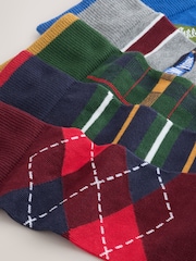 Blue/ Red Preppy Argyle Pattern Socks 5 Pack - Image 7 of 8