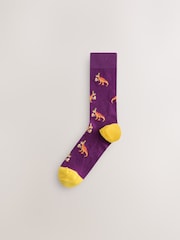 Bright Blue/ Yellow Party Dinosaur - Lot de 8 paires de chaussettes à motifs - Image 3 sur 11