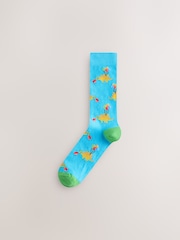 Bright Blue/ Yellow Party Dinosaur - Lot de 8 paires de chaussettes à motifs - Image 8 sur 11
