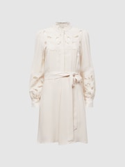 Reiss Ivory Clara Fitted Lace Cut-Out Mini Dress - Image 2 of 5