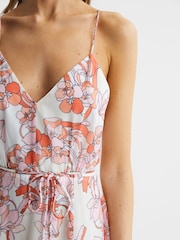 Reiss Pale Pink Pippa Floral Printed Midi Dress - Image 4 of 8