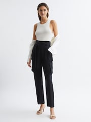 Reiss Black Joanie High Rise Straight Leg Utility Trousers - Image 6 of 6