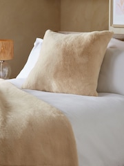 Light Natural Soft To Touch Plush 59 x 59cm Faux Fur Cushion - Image 1 of 6