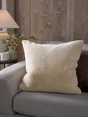 Light Natural Soft To Touch Plush 59 x 59cm Faux Fur Cushion - Image 2 of 6