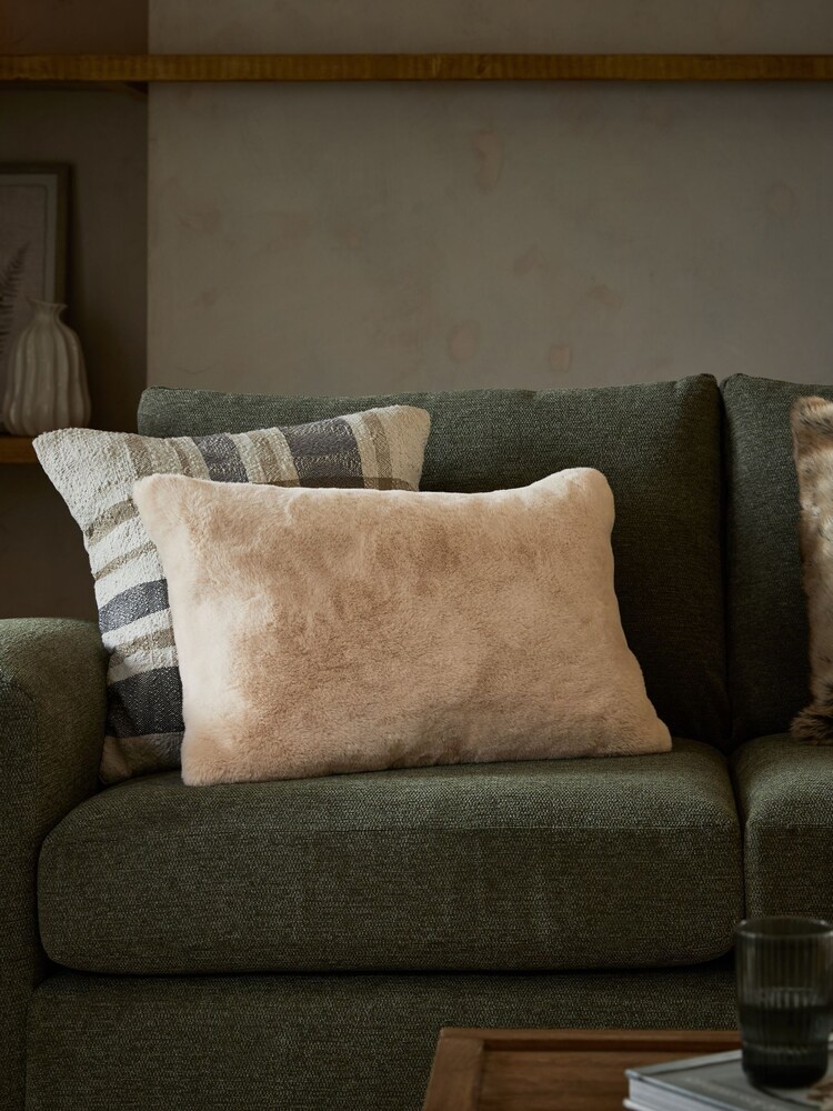 Light Natural Soft To Touch Plush 40 x 59cm Faux Fur Cushion - Image 1 of 4