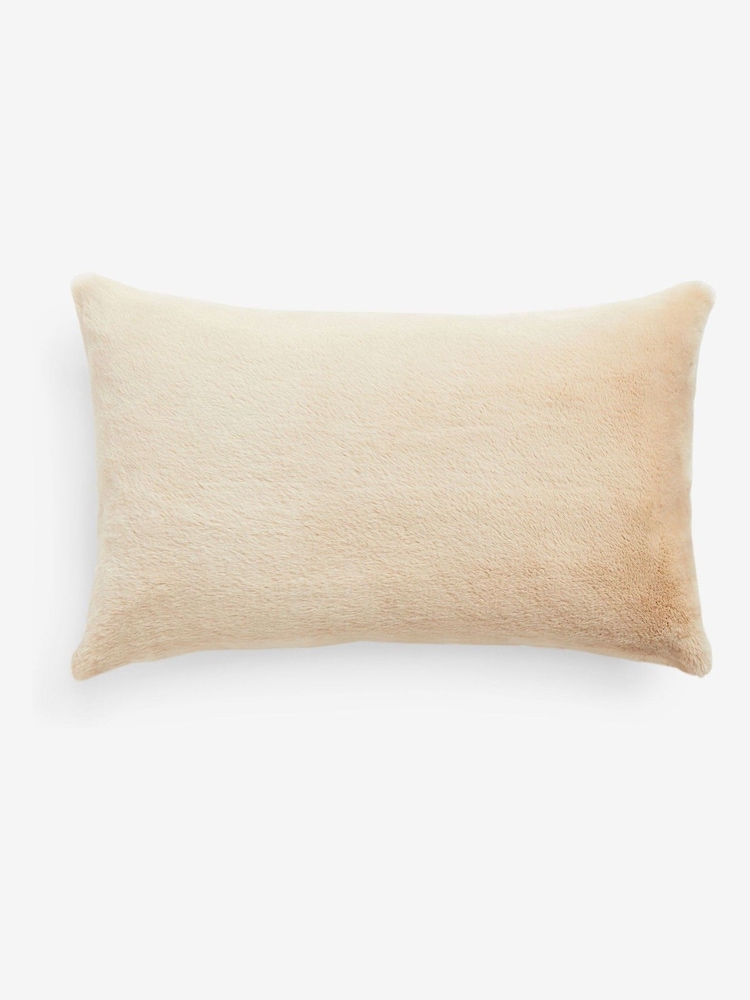 Light Natural Soft To Touch Plush 40 x 59cm Faux Fur Cushion - Image 2 of 4