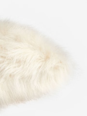 Ivory White Long Faux Fur 50 x 30cm Cushion - Image 2 of 5