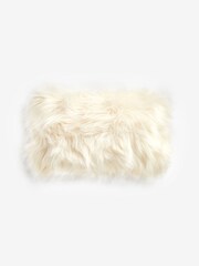 Ivory White Long Faux Fur 50 x 30cm Cushion - Image 3 of 5