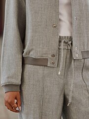 Grey Rochelle Textured Elasticated Waist Wide Leg Trousers - Image 4 of 6