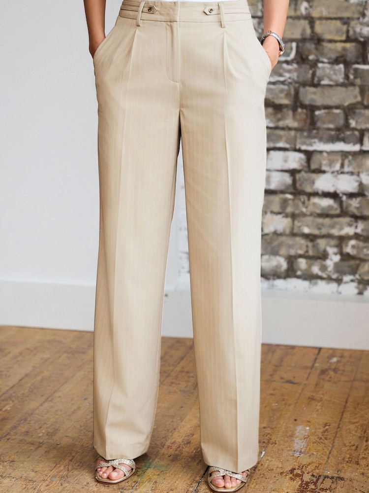 Natural Stripe Tailored Wide Leg Trousers - Image 2 of 6