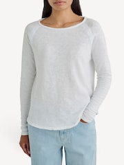 Weiß - American Vintage Langärmeliges T-Shirt mit U-Boot-Ausschnitt aus 100% Baumwolle - Bild 1 von 1