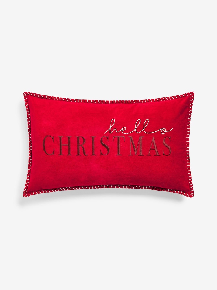 Red Hello Christmas Cushion - Image 2 of 4