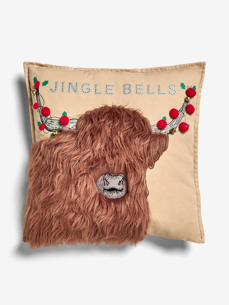 Подушка с отделкой в виде рождественских колоколов Hamish The Highland Cow - Изображение 2 из 4