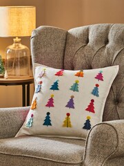 Multi Bright Christmas Tree Cushion - Image 1 of 4