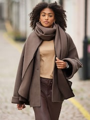 Brown Scarf Coat - Image 1 of 7