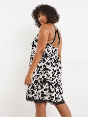 Simply Be Black Mono Print Luna Secret Support Lace Nightie - Image 2 of 5