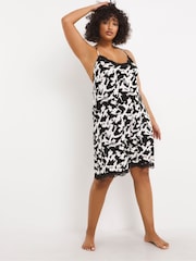 Simply Be Black Mono Print Luna Secret Support Lace Nightie - Image 3 of 5