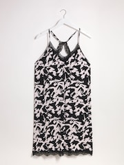 Simply Be Black Mono Print Luna Secret Support Lace Nightie - Image 5 of 5