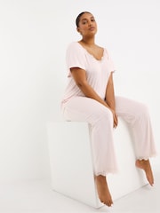 Simply Be Pink Luna Lace Pyjama Set - Image 3 of 6