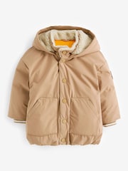 Rjava - Teddy Padded jakna; suknjič with (sintetična tkanina) borg Lined Hood (3mths-7yrs) - Slika 5 iz 8