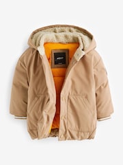 Rjava - Teddy Padded jakna; suknjič with (sintetična tkanina) borg Lined Hood (3mths-7yrs) - Slika 7 iz 8