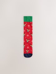 Navy/Red Sleigh all Day Reindeer Christmas Socks 2 Pack - Image 2 of 6